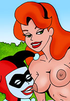 Nude Superman with Gotham girls group fucking in the park   cartoon