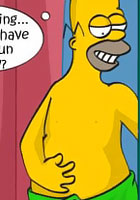 comix Hot BDSM night Homer strapon fucked by his busty Marge adult