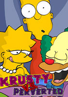 Comics toonsCute Lisa and Bart Simpsons was trilled by Krusty clown