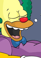 comixCute Lisa and Bart Simpsons was trilled by Krusty clown adult