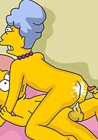 free The Simpsones horny granny love fucking with Bart and Homer image